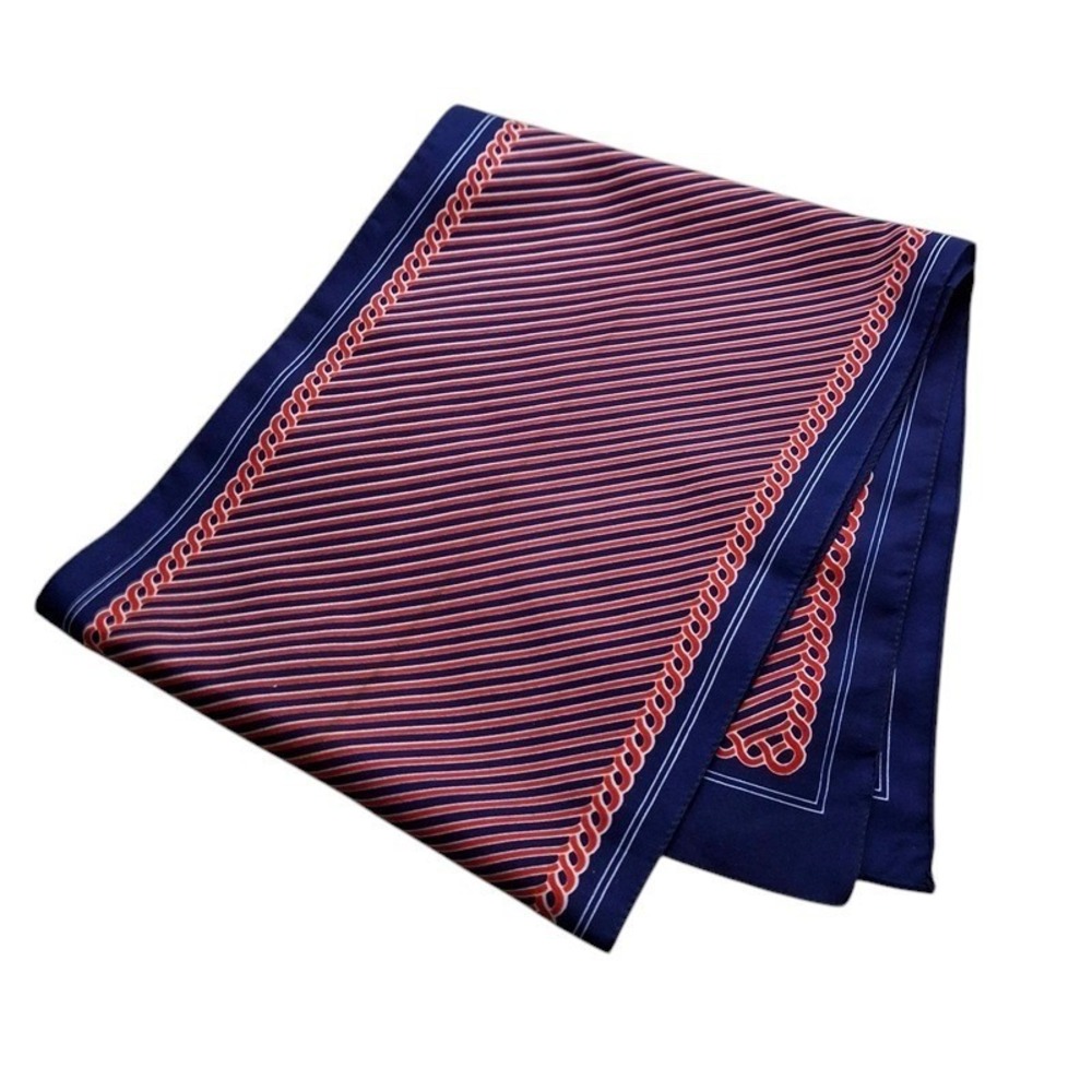 Vintage Scarf Blue Red Oblong 10x52 Nautical Stripe Mod 1960s Retro Unbranded